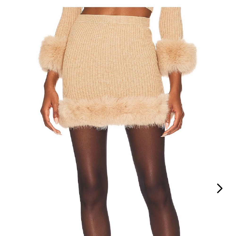MARION FAUX FUR MINI SKIRT camel XXS show me your mumu